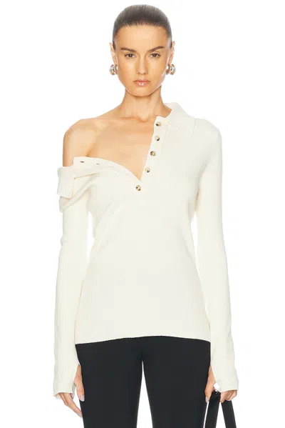 COURRÈGES MULTI-BUTTONS LIGHT WOOL POLO TOP