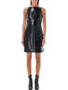 Courrèges Buckle-detailed Patent-finish Minidress In Black