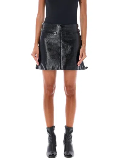 Courrèges Multi Sangle Vynil Mini Skirt In Black