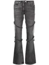 Courrèges Multi-strap Flared Jeans In Grey
