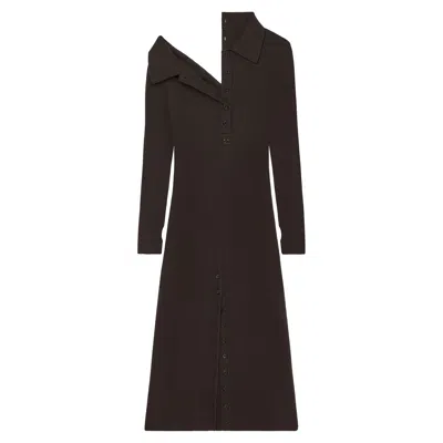 Courrèges Multi-buttons Light Wool Dress In Brown