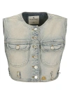 Courrèges Multiflex Cropped Denim Gilet In Light Blue Wash