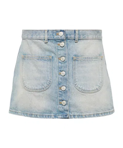 Courrèges Multiflex Denim Miniskirt In Blue