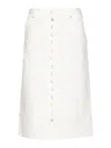 Courrèges Midi Skirt With Front Button Detailing And Back Slit In White