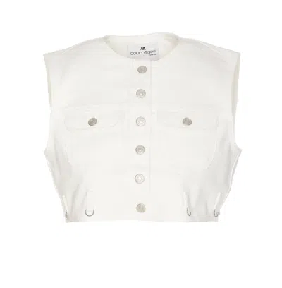 Courrèges Multiflex Denim Vest In White