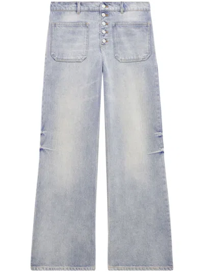 Courrèges Multiflex Logo-embroidered Jeans In 蓝色