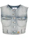Courrèges Multiflex Cropped Denim Gilet In Blue