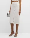 Courrèges Midi Skirt With Front Button Detailing And Back Slit In Heritage White
