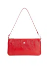Courrèges Rectangular Handbag With Glossy Textured Finish And Silver Hardware In Red