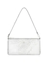 Courrèges Rectangular Zipped Pouch In Crinkled Silver Leather In White