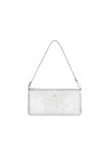 Courrèges Rectangular Zipped Pouch In Crinkled Silver Leather In White