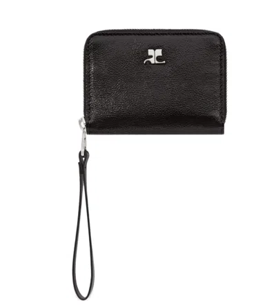 Courrèges 钱包 Naplack 拉链紧凑型 In Black