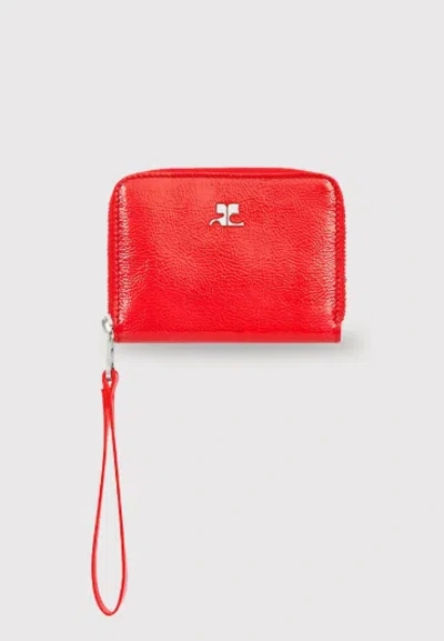 Courrèges 钱包 Naplack 拉链紧凑型 In Red