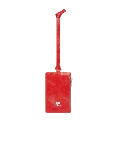 Courrèges Naplack Zip Card Holder In Red