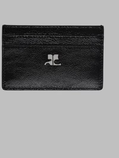 Courrèges Napplack Leather Card Case In Black