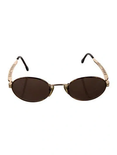 Pre-owned Courrèges Narrow Tinted Sunglasses In Gold