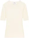 Courrèges Solar Crewneck Short-sleeved Jumper In Natural