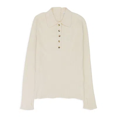 Courrèges Natural Multi-button Light Wool Polo Shirt In White