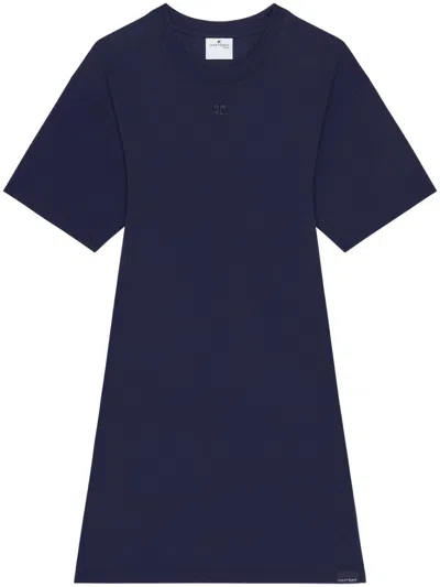 Courrèges Navy Blue Cotton Mini Dress