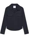 Courrèges Cotton Shirt With Camp Collar And Chest Pockets In Navy Blue