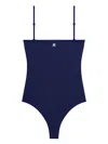 Courrèges Legacy Square Neck Swimsuit With Adjustable Straps In Navy Blue
