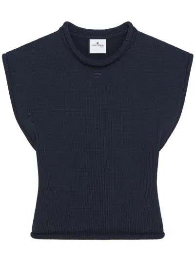 COURRÈGES NAVY BLUE KNITTED TOP
