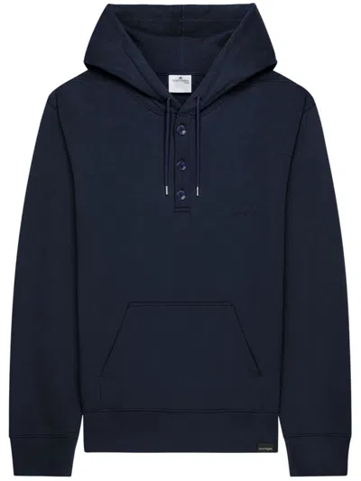 Courrèges Navy Blue Long Sleeves Buttoned Hoodie In Black