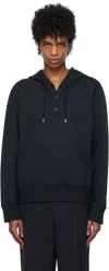 Courrèges Navy Buttoned Hoodie In 7075