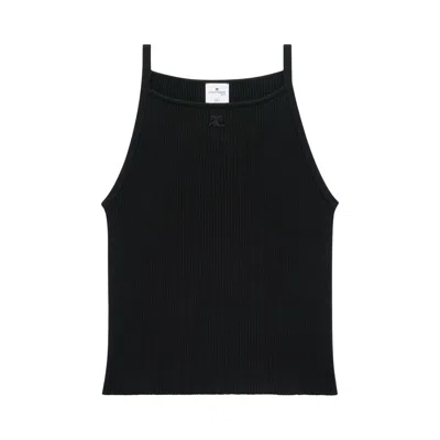 Pre-owned Courrèges Neckline Rib Knit Tank Top 'black' | Men's Size L