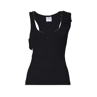 Courrèges Asymmetric Black Tank Top