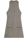 Courrèges Sleeveless High Neckline Checkered A-line Dress In Black