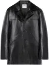 Courrèges Notched-lapels Tailored Leather Jacket In Black