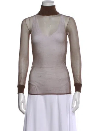 Pre-owned Courrèges Nylon Turtleneck Sweater In Brown