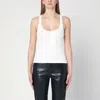 Courrèges Sleeveless Racerback Ribbed Top Buttons In White
