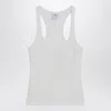 Courrèges Sleeveless Racerback Ribbed Top Buttons In White