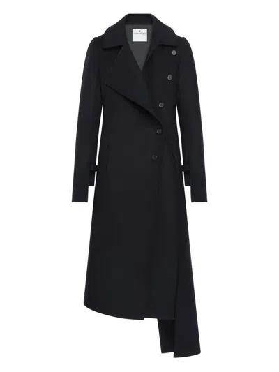 Courrèges Oblique Asymmetric Coat In Black