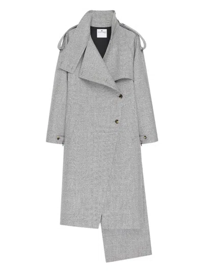 Courrèges Oblique Asymmetric Wool Coat In Gray