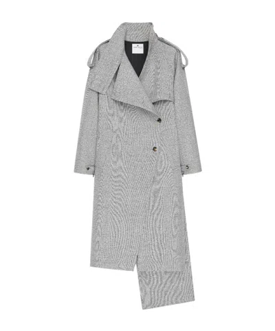 Courrèges Oblique Asymmetric Wool Coat In Gray