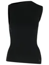 Courrèges Asymmetric Neck Sleeveless Tank Top In Black
