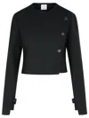 Courrèges Asymmetric Double Breasted Wool Blend Jacket In Black
