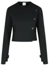 Courrèges Asymmetric Double Breasted Wool Blend Jacket In Black