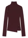 Courrèges Oblique Butonned Mockneck Sweater Clothing In Burgundy