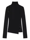 Courrèges Oblique Butonned Mockneck Sweater Clothing In Black