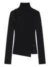 Courrèges Oblique Butonned Mockneck Sweater Clothing In Blue
