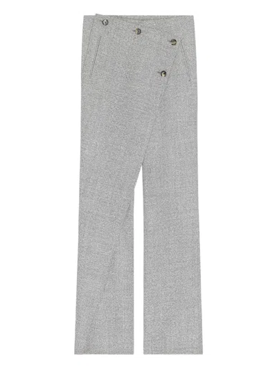 Courrèges Oblique Button Trousers In Gray