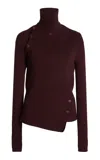 Courrèges Oblique Buttoned Sweater In Burgundy