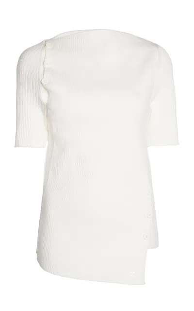 Courrèges Oblique Buttoned Top In White
