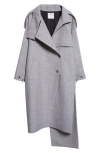 Courrèges Oblique Caviar Asymmetric Wool Trench Coat In Gray