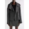 Courrèges Oblique Caviar Wool Coat In Gray