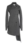 Courrèges Oblique Caviar Wool Coat In Grey